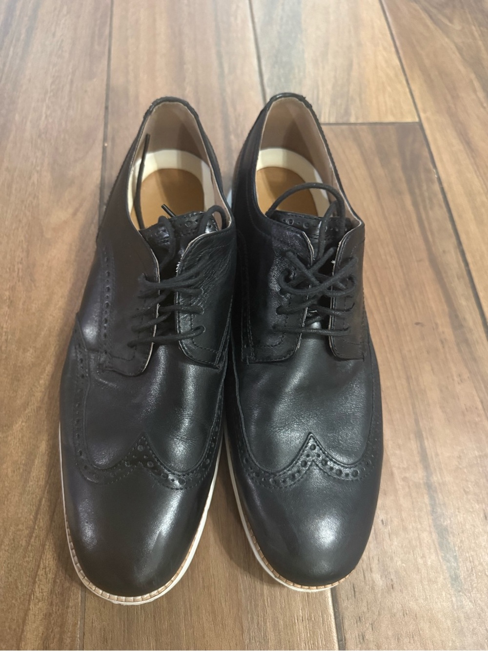 Cole Haan Black Leather Wingtip Derby Oxfords